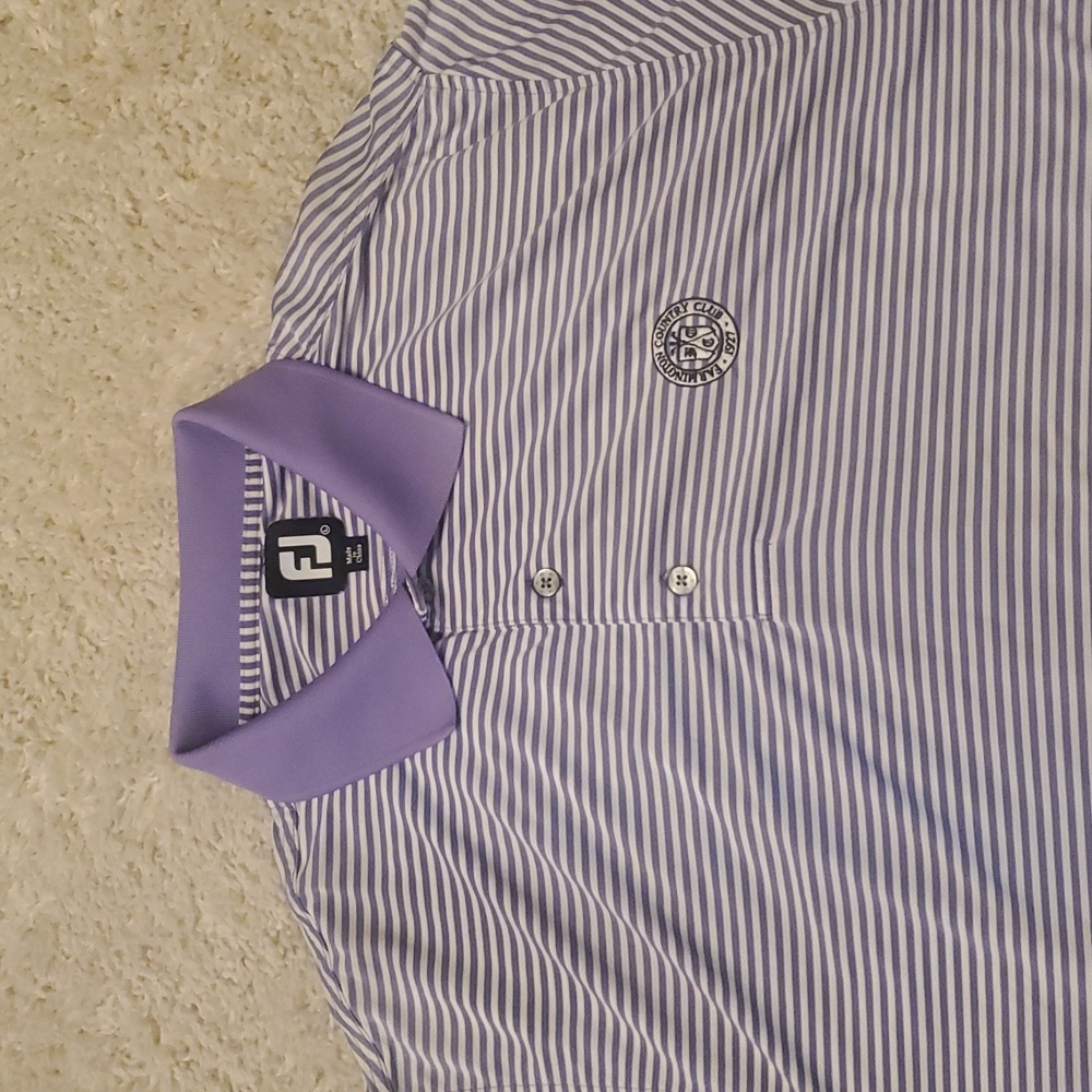 5 For 25$ FootJoy Striped Polo Shirt Mens Size Large Purple‎ White